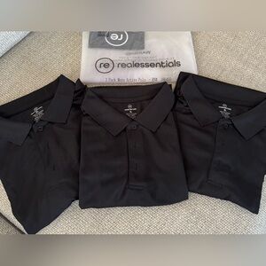 Real Essentials 3 Pack: Men's Quick-Dry Short Sleeve Athletic Performance Polo